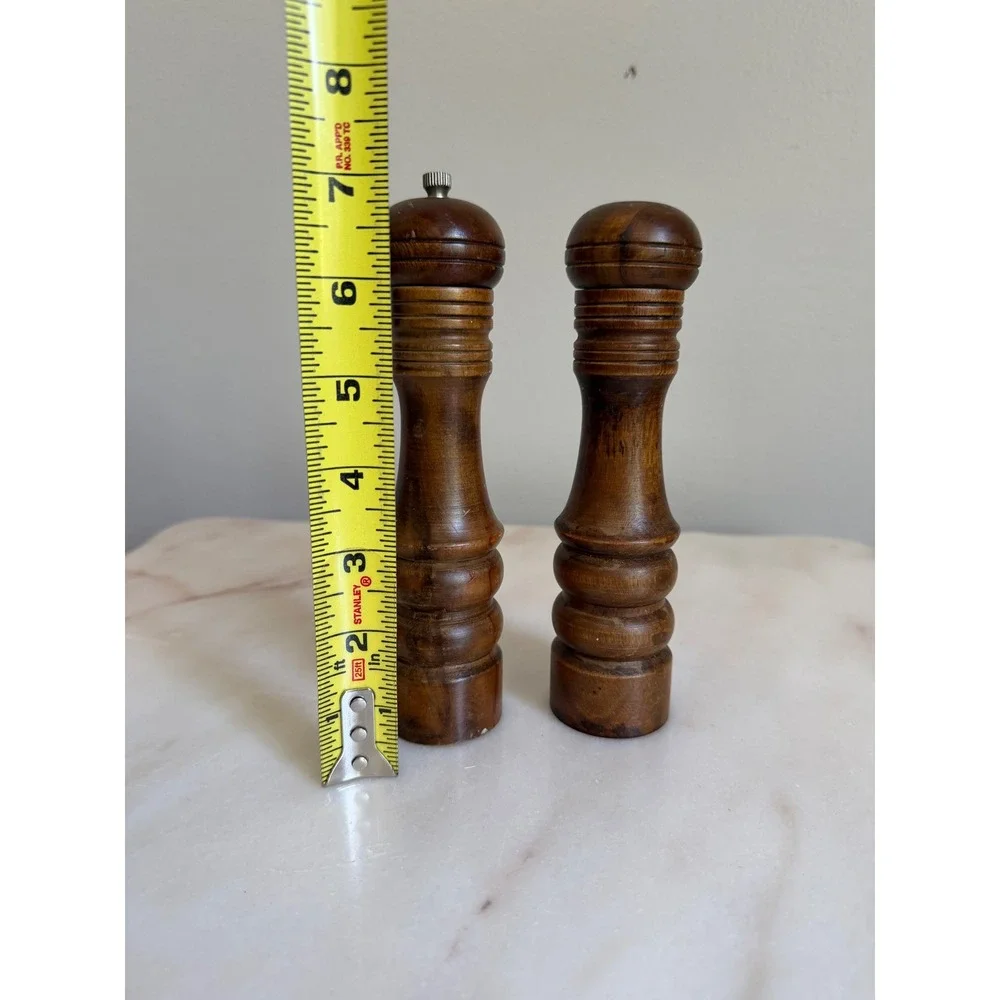 Standard Specialty Co Vintage Wood Salt Shaker and Pepper Mill Set Dark Brown